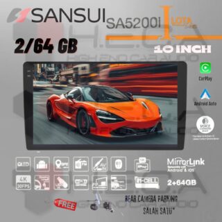 SANSUI LOTA Series 2/64 GB Android 10" Inch SA-5200I Head Unit Tape Mobil + Kamera Mundur