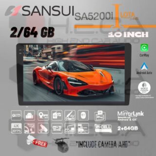 SANSUI LOTA Series 2/64 GB Android 10" Inch SA-5200I Head Unit Tape Mobil + Camera AHD