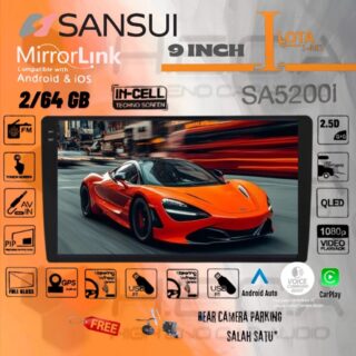 SANSUI LOTA Series 2/64 GB Android 9" Inch SA-5200I Head Unit Tape Mobil + Kamera Mundur