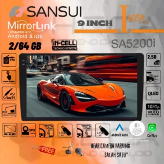 SANSUI LOTA Series 2/64 GB Android 9" Inch SA-5200I Head Unit LOTA Tape Mobil + Kamera AHD