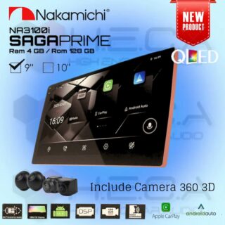 Nakamichi SAGA PRIME 4/128 GB 9" Inch QLED NA-3100I Head Unit CarPlay Android Tape Mobil + Camera 360