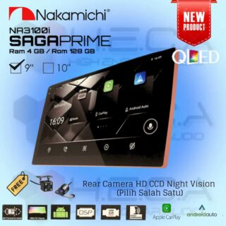 Nakamichi SAGA PRIME 4/128 GB 9" Inch QLED NA-3100I Head Unit CarPlay Android Tape Mobil + Kamera Mundur