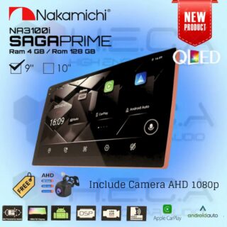 Nakamichi SAGA PRIME 4/128 GB 9" Inch QLED NA-3100I Head Unit CarPlay Android Tape Mobil + Camera AHD