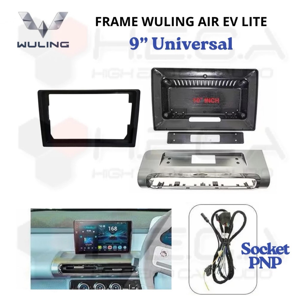 Frame Head Unit Android Wuling Air EV Lite 9” / Wide Cover Tape Mobil Dashboard TV