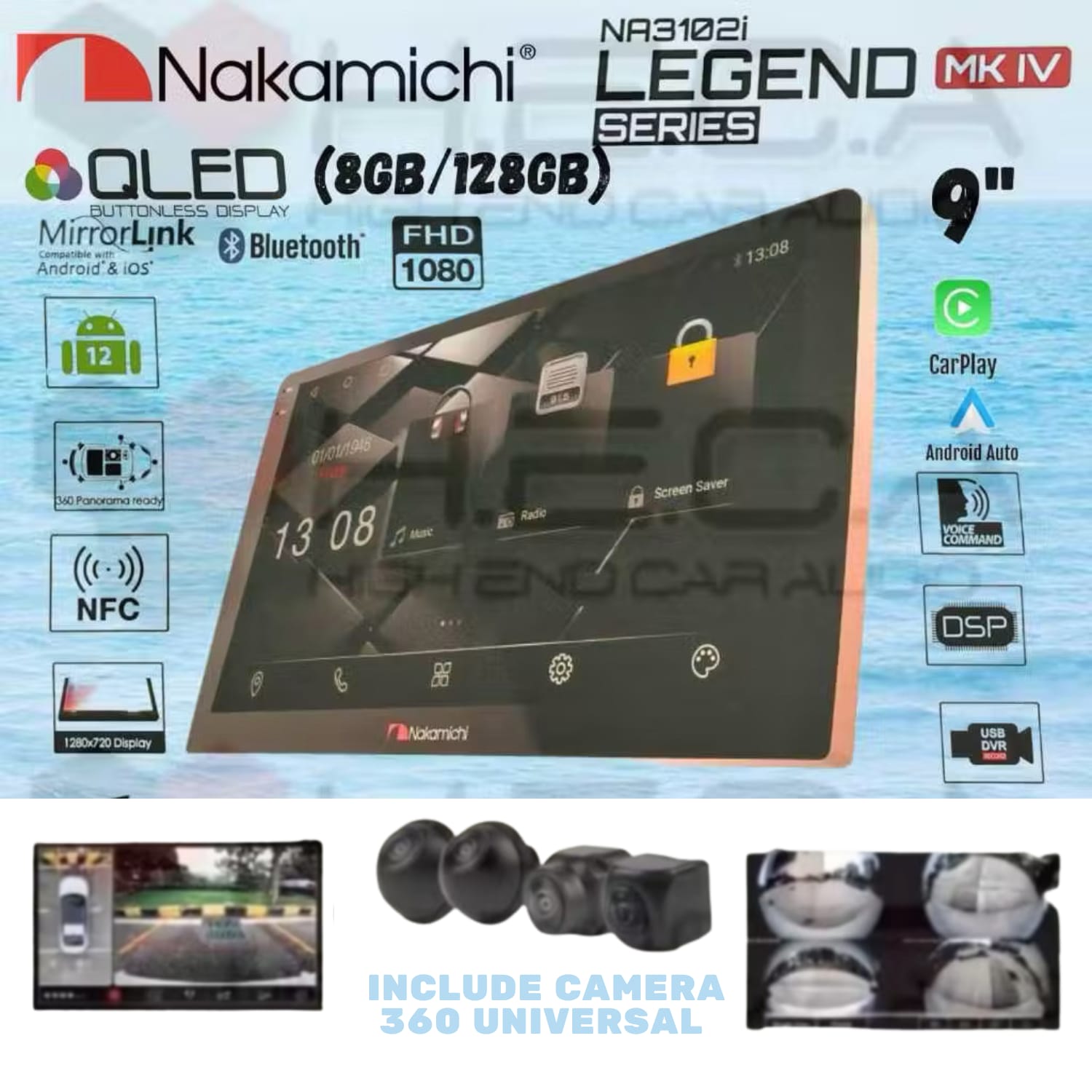 Nakamichi LEGEND MK-IV NFC 8/128 GB 9" Inch MK4 Android NA-3102i Head Unit MK 4 IV MKIV + Camera 360 Universal