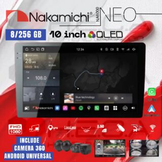 Nakamichi NA6000 NEO Series 8/256 GB 10" Inch Head Unit Android NA-6000 Tape Mobil + Camera 360