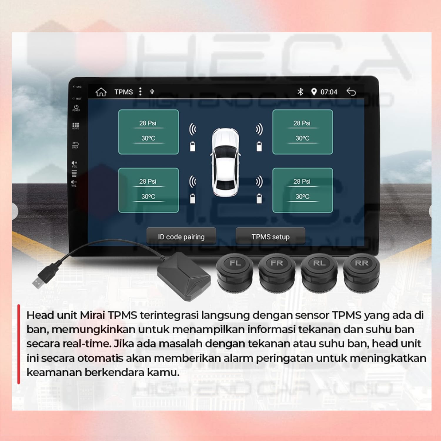 Mirai MR-9032 TPMS NFC Head Unit Android 9" inch 4/128 GB TV Tape Pengukur Tekanan Ban + Camera HD - Image 4