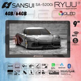 Sansui RYUU Gen3 QLED NFC 4/64 GB Android 9" Inch G3 SA-5200I Head Unit Tape TV Mobil Double din
