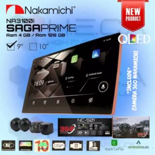 Nakamichi SAGA PRIME 4/128 GB 9" Inch QLED NA-3100I Head Unit CarPlay Android Tape Mobil + Camera 360 Nakamichi