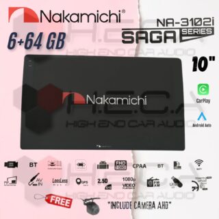 Nakamichi SAGA 6/64 GB 10" Inch Android Head Unit Tape Mobil TV Saga + Rear Camera AHD