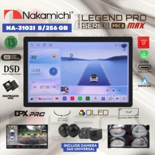 Nakamichi LEGEND PRO MKII MAX 11.6” inch 8/256 GB Head Unit Android NA-3102i Tape Floating MK2 NA3102I + Camera 360