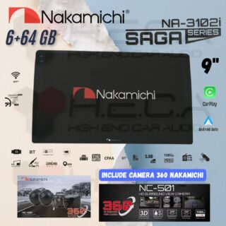 Nakamichi SAGA 6/64 GB 9" Inch Android Head Unit Tape Mobil TV Saga + Camera 360 Nakamichi