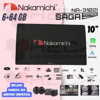 Nakamichi SAGA 6/64 GB 10" Inch Android Head Unit Tape Mobil TV Saga + Camera 360 Universal