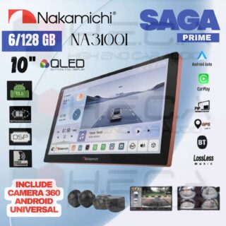 Nakamichi SAGA PRIME 6/128 GB 10" Inch QLED NA-3100I Head Unit CarPlay Android Tape Mobil + Kamera 360