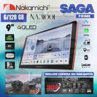Nakamichi SAGA PRIME 6/128 GB 9" Inch QLED NA-3100I Head Unit CarPlay Android Tape Mobil + Kamera 360 Nakamichi