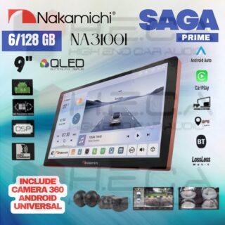 Nakamichi SAGA PRIME 6/128 GB 9" Inch QLED NA-3100I Head Unit CarPlay Android Tape Mobil + Kamera 360