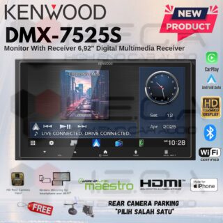 KENWOOD DMX-7525S Head Unit 6.92” Double Din Tape Audio Mobil DMX7525S Universal + Camera HD