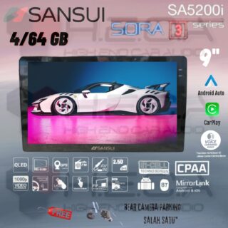 SANSUI SORA 3 Series 4/64 GB GEN3 Android 9" Inch SA-5200I Head Unit Tape Mobil GEN 3 + Camera HD
