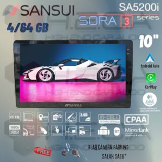 SANSUI SORA 3 Series 4/64 GB GEN3 Android 10" Inch SA-5200I Head Unit Tape Mobil GEN 3 + Camera HD
