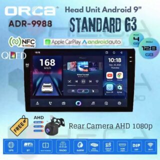 ORCA Standard G3 4/128 GB 9 inch Android NFC QLED ADR-9988 Head Unit Mobil 9" Tape TV + Rear Camera AHD