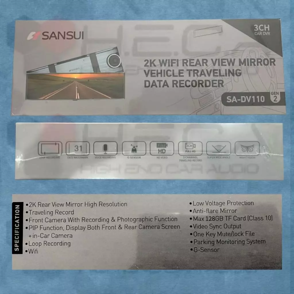 Sansui DVR spion SA-DV110 Gen2 Dashcam 2K 3-Channel Camera Kabin Rear Front Recorder Mobil Dash Cam Kamera 3ch SADV110 - Image 2