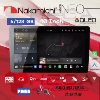 Nakamichi NA6000 NEO Series 6/128 GB 10" Inch Head Unit Android NA-6000 Tape Mobil + Kamera Mundur