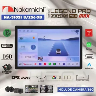 Nakamichi LEGEND PRO MKII MAX 11.6” inch 8/256 GB Head Unit Android NA-3102i Tape Floating MK2 NA3102I + Kamera 360