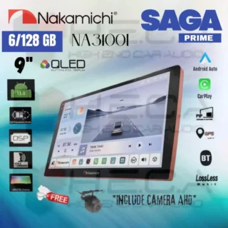 Nakamichi SAGA PRIME 6/128 GB 9" Inch QLED NA-3100I Head Unit CarPlay Android Tape Mobil + Kamera AHD