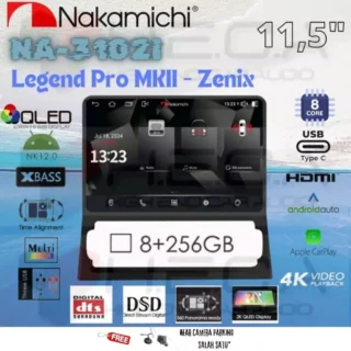 NAKAMICHI NA-3102i LEGEND PRO MK II 11,5" Head Unit 8/256 Double Din Android MKII OEM Zenix + Kamera Mundur