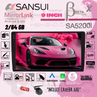 SANSUI BETA X Series 2/64 GB Android 9" Inch SA-5200I Head Unit Tape Mobil + Kamera AHD