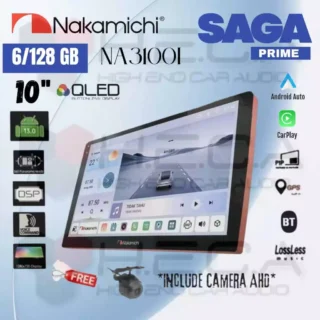 Nakamichi SAGA PRIME 6/128 GB 10" Inch QLED NA-3100I Head Unit CarPlay Android Tape Mobil + Kamera AHD