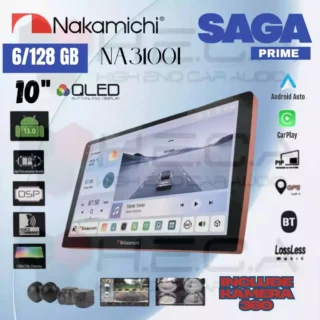 Nakamichi SAGA PRIME 6/128 GB 10" Inch QLED NA-3100I Head Unit CarPlay Android Tape Mobil + Kamera 360