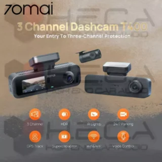Dashcam 70mai T400 3-Channel DVR Camera HDR 1440P Front Rear Cabin Dash Cam Dashboard Recorder