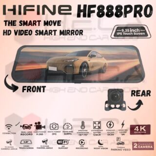 HIFINE HF-888PRO Dashcam Spion 9.35" Inch DVR WIFI 4K Ultra HD Car Camera Front Rear HF888 PRO Night Vision Dash Cam