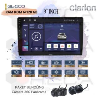 Clarion GL-500 Android RAM 6/128 GB 9” Inch Head Unit Tape TV Mobil GL500 + Camera 360 Panorama