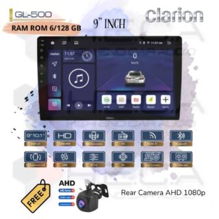 Clarion GL-500 Android RAM 6/128 GB 9” Inch Head Unit Tape Audio Mobil GL500 + Rear Camera AHD