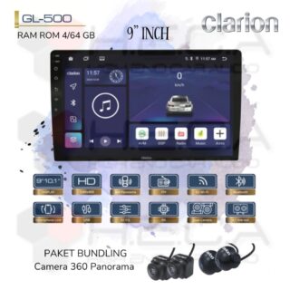 Clarion GL-500 Android RAM 4/64 GB 9” Inch Head Unit Tape Audio Mobil GL500 + Camera 360 Panorama