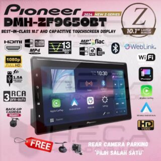 Pioneer DMH-ZF9650BT Floating Head Unit 10" Inch Single Din Layar Tape ZF 9650 BT + Rear Kamera Mundur