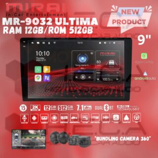 Mirai MR-9032 ULTIMA 9” inch 12/512 GB Head Unit Android 2K Tape TV Mobil 12+512 GB + Camera 360 3D