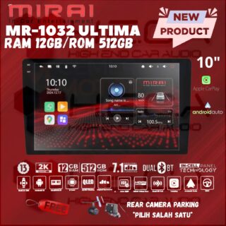 Mirai MR-9032 ULTIMA 10” inch 12/512 GB Head Unit Android 2K Tape TV Mobil 12+512 GB + Camera HD