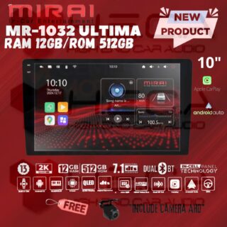 Mirai MR-9032 ULTIMA 10” inch 12/512 GB Head Unit Android 2K Tape TV Mobil 12+512 GB + Camera AHD