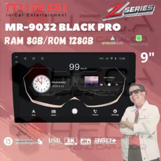 Mirai MR-9032 BLACK PRO 9” inch 8/128 GB Head Unit Android 2K Tape TV Mobil Z series 8+128 GB