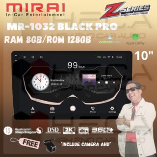 Mirai MR-1032 BLACK PRO 10” inch 8/128 GB Head Unit Android 2K Tape TV Mobil Z series 8+128 + Camera AHD