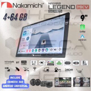 Nakamichi LEGEND MK-V NFC 4/64 GB 9" Inch MK5 Android NA-3102i Head Unit MK 5 MKV Series + Camera 360 Universal
