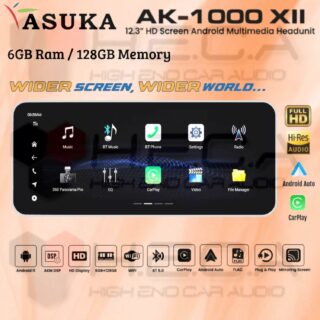 Asuka AK-1000 XII 6/128 GB Head Unit Android 12,3" inch HI-RES Audio Tape TV Mobil AK1000 XII 6+128