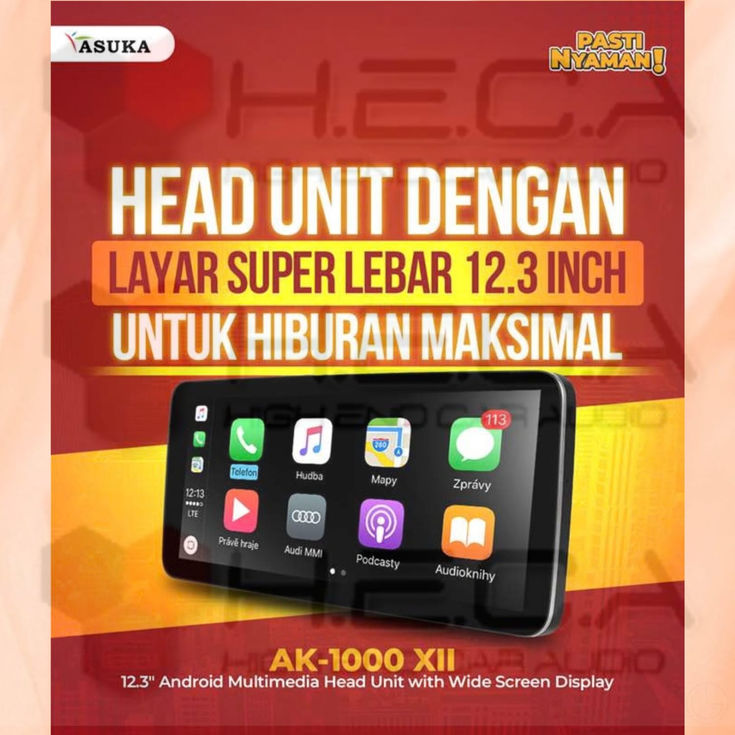 Asuka AK-1000 XII 6/128 GB Head Unit Android 12,3" inch HI-RES Audio Tape TV Mobil AK1000 XII 6+128 - Image 3